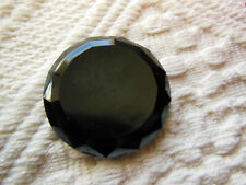 élégant bouton ancien noir verre pourtour facette  à pied gros 3,1 cm G15R