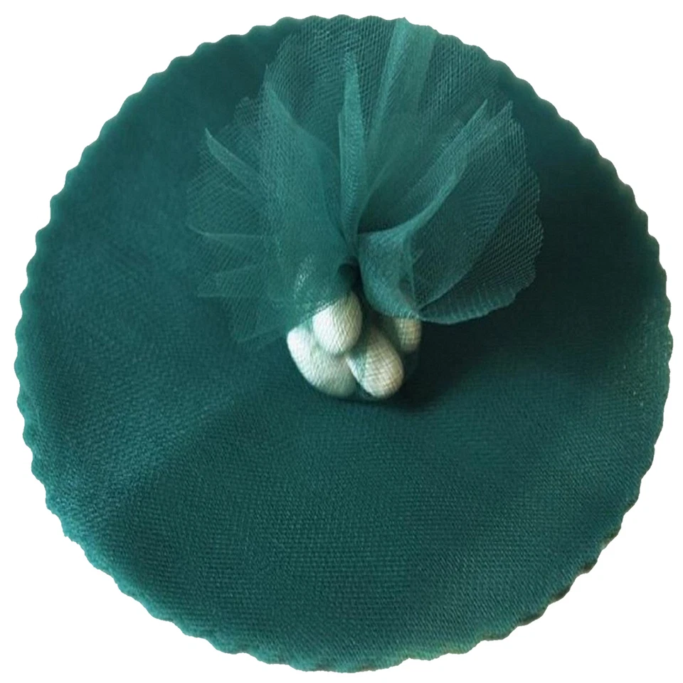 50 círculos de tul festoneado 9" envoltura de favor de boda - verde cazador Foto 1 de 1