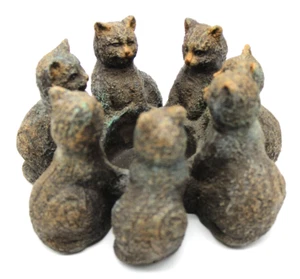 Circle of 7 Cats Votive/Tea Light Candle Holder - 6x3" - Picture 1 of 4