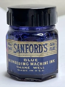 Antica bottiglia inchiostro blu vintage Sanford's numeratrice con etichetta vuota - Foto 1 di 9