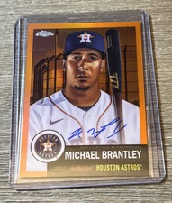 2022 Topps Chrome Platinum Orange Auto Michael Brantley 04/25 Houston Astros