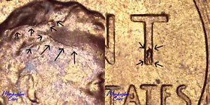 1958 Lincoln Wheat Cent - Retained Interior Die Break & Die Chip - Rare Error Coin - Bild 1 von 6