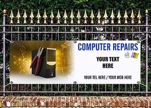 OUTDOOR PVC COMPUTER REPARATUREN BANNER SCHILD WERBUNG KOSTENLOS KUNSTWERK BEREIT ZUM AUSSTELLEN 4 - Bild 1 von 2
