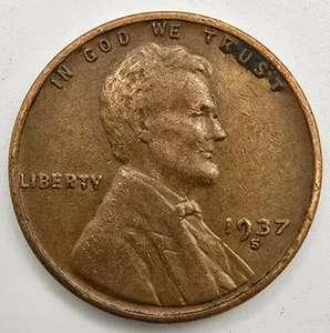1937 S Lincoln Wheat Cent VF/XF You Grade It! EF Penny Type Coin Free Ship! - Picture 1 of 4