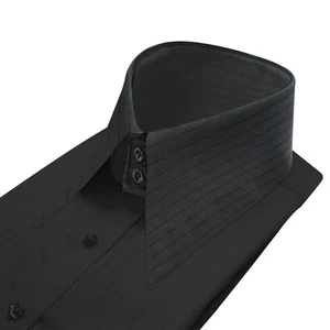 Herren hoch lang Punkt Kragen schwarz Streifen Hemd Vintage Edwardian Kleid Gr. 16 - Bild 1 von 5