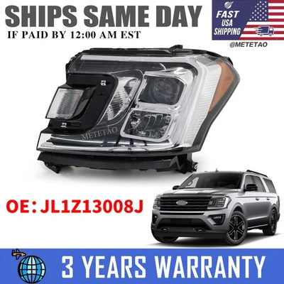 For 2018-2021 Ford Expedition Left Driver Halogen Headlight JL1Z-13008-J w/Bulb - Image 1 of 4