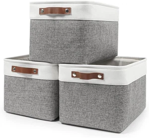 Storage Bins Large Fabric Storage Baskets for Shelves 3 Pack 15x11x9.5 Inch - Picture 1 of 12