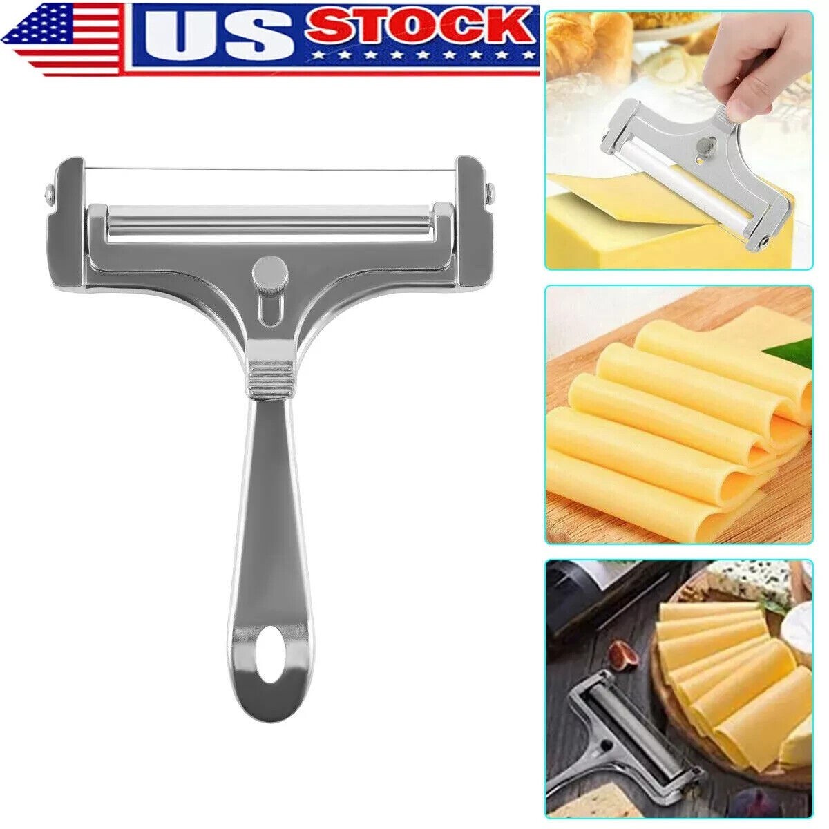 Elesinsoz Cheese Slicer, Multipurpose Stainless Steel Cheese Slicers