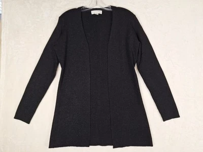 Vtg Casual Corner Womens Large Open Front Black Cardigan Sweater Shimmer EUC - Image 1 of 4