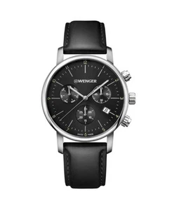 WENGER Men Analog Quartz Casual Watch Classic Dress Black Dial Waterproof Round - Foto 1 di 7