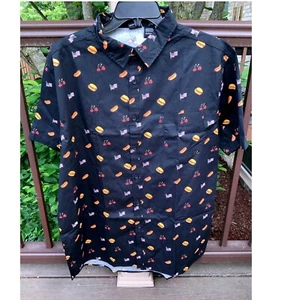 NWT Patriotic 4 July Mad Engine Grill Conv American Flag Hotdog Burger Shirt XL - Picture 1 of 5