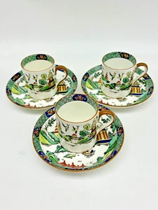 3 - Crown Staffordshire Chinese Willow Demitasse Cups & Saucers + Extra Saucer - Picture 1 of 13