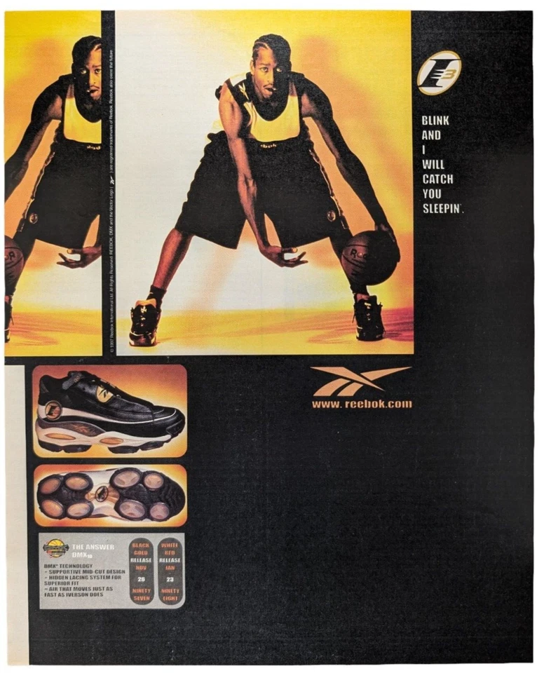 Allen Iverson I3 кроссовки баскетбол 1998 Rolling Stone печатная реклама 9,5 x 12" - Изображение 1 из 1