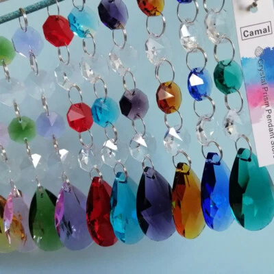 15 Piezas Lámpara Colgante Cristal Prisma Piezas Colgante 38mm Lágrima con Cuentas Octágono Foto 1 de 4