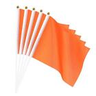 Orange Flag Stick, Hand Held Small Mini DIY Flag 8.2x5.5 Inch Rectangle 25 Pcs