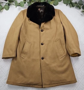VTG Field and Stream Wool Tan Overcoat Men's Dress Size 42 3-Button - Picture 1 of 11