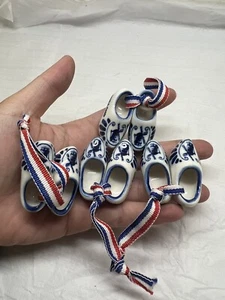 4 pair of Blue Holland Souvenir Blue&White Miniature Dutch Porcelain Clogs Shoe - Picture 1 of 4