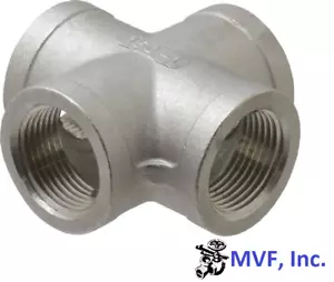1-1/4" 150 Threaded (Female NPT) Cross 304 Stainless Steel, 4-Way SS070741304 - Picture 1 of 4