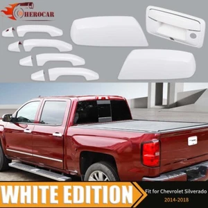 Weißer Spiegel-Türgriff Heckklappenverkleidungssatz für Silverado/GMC Sierra 14+ - Picture 1 of 8
