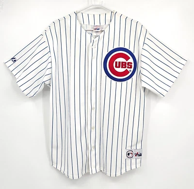 Camiseta a rayas vintage de los 90 Majestic Chicago Cubs #21 Sammy Sosa XL hecha en EE. UU. Foto 1 de 4