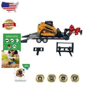 Working Track Skid Steer with Flatbed Trailer - Fun Toy for Young Builders - Picture 1 of 11