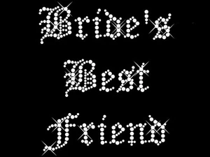 Sty-3 Iron On diamante Wedding Transfer rhinestones motif "Bride's Best Friend" - Picture 1 of 1