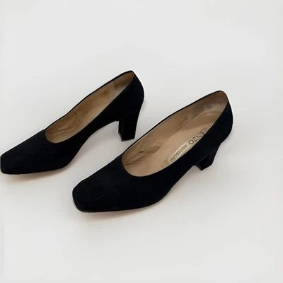 Zapatos de salón Enzo Angiolini punta cuadrada tela negra mujer talla 8 M Foto 1 de 4