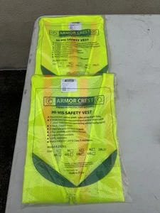 2 HI-Vis Safety Vest - Armor Crest 28265 - 2XL - Yellow Mesh Zipper Pockets - Picture 1 of 13