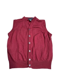 Toscano Burgundy 100% Merino Wool buttoned vest Made in Italy Size Xl - Picture 1 of 9