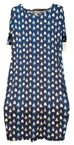 NEW LuLaRoe LLR Julia 2X 2XL *SAILBOATS ON BLUE* Rare Vintage ULTIMATE uNiCoRn! - Picture 1 of 5