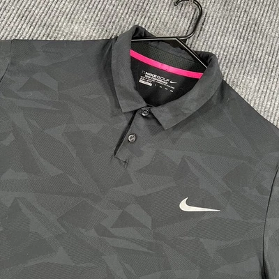 Camisa Polo Nike Golf Tour Performance Para Hombres 2XL XXL Negra Geométrica Dri Fit Foto 1 de 4