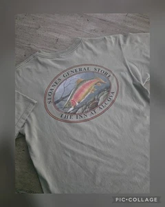 Vintage Trout Fishing Embroidered T-shirt Wyoming Grey Reef Sz L Outdoors - Picture 1 of 9
