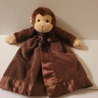 Bearington Baby Monkey Lovey Security Blanket With Satin Edge - Image 1 of 4