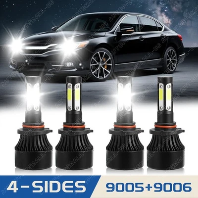 For Honda Accord 1990-2012 -4x 9005 9006 LED Headlight Bulbs Combo High Low Beam Foto 1 de 4