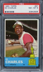 1963 Topps Ed Charles #67 PSA 8 NM-MT - Foto 1 di 2