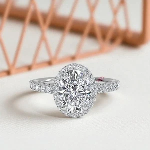 Verlobungsring 14 K Weißgold 1,50 ct IGI Lab Grown Ovalschliff Diamant... - Picture 1 of 13