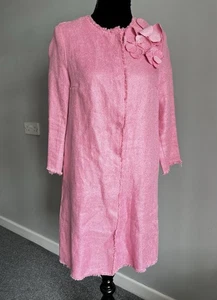 Ermanno Scervino Pink Woven Jacket 3D Flower Frayed Edges IT 40 (UK 12) - Picture 1 of 13