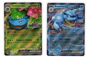 Pokemon Stellar Crown Stamp 001 Venusaur ex 030 Blastoise ex - Picture 1 of 1