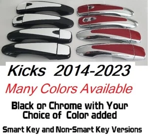 Black or Chrome Door Handle Overlays Fits 2014 - 2023 Nissan Kicks YOU PICK CLR - Picture 1 of 8