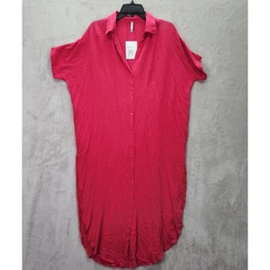 Raviya Swim Cover Up Dress Womens Size S Raspberry Button Down Casual Oversized - Picture 1 of 10