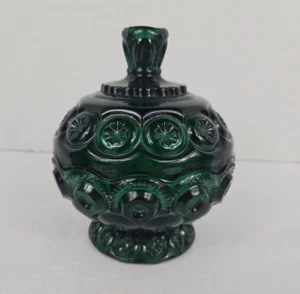 LE Smith Glass Moon & Star Greenbrier Covered Candy Dish Compote #1 vtg 6" tall - Picture 1 of 13