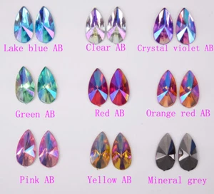 100 piezas de diamantes de imitación acrílico lágrima color AB Flat Back Jewels facetado - Imagen 1 de 12