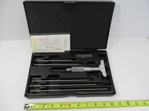 MITUTOYO # 129-128 Depth Micrometer SET 0" - 6" x .001" OEM Case 2-1/2" Head EC - Picture 1 of 24