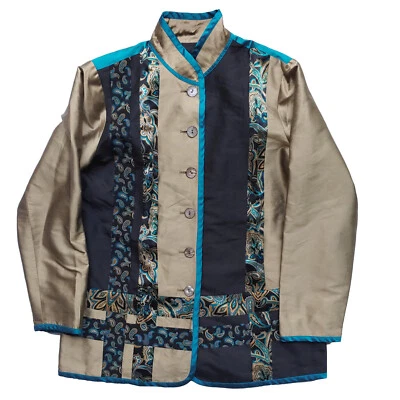 Patchwork Silk Brocade Jacket Boho Vtg 90s Sgt Pepper Jacket Asian Floral Coat - Image 1 of 4