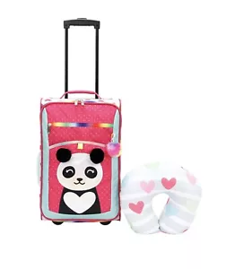 18" - Estuche de equipaje pequeño de lado suave para niños de 2 piezas + juego de almohadas para el cuello (elige mascota) - Imagen 1 de 44