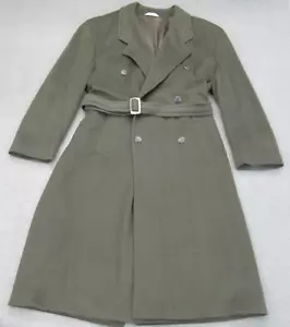 Hugo Boss Loro Piana Overcoat Mens 42R Green Wool Cashmere Blend Belted 4 Button - Picture 1 of 16
