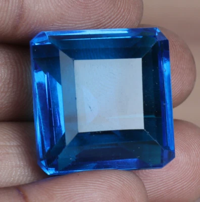 Large Blue Topaz 16.00 Ct Square Faceted Cut Loose Gemstone for Ring & Pendant - Image 1 of 4