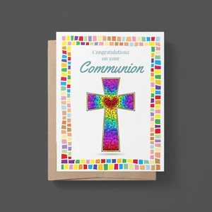 Colourful Holy Communion Card - Congratulations on Your First Communion - Picture 1 of 3