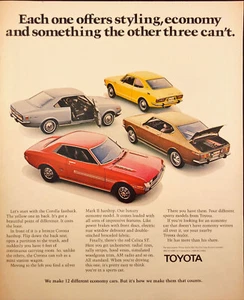 1972 Toyota Economy Cars Vintage Print Ad Corolla Corona Mark II Celica ST - Picture 1 of 1