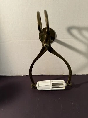 Vintage  Solid Brass Ice Tongs Toilet Paper Holder With Roller - Image 1 of 4